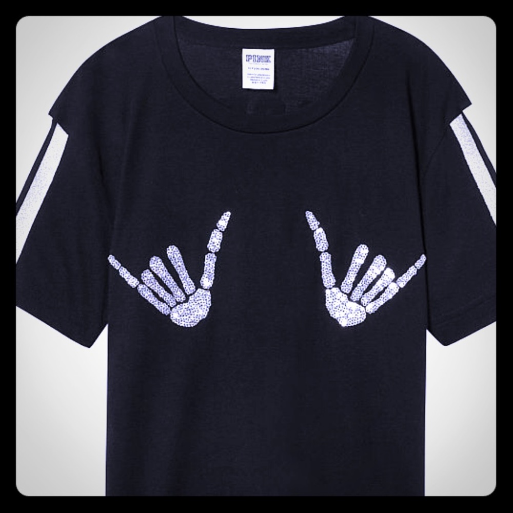 VictoriaSecret 🎃Halloween🎃 💀  BLING TEE  M & Lg